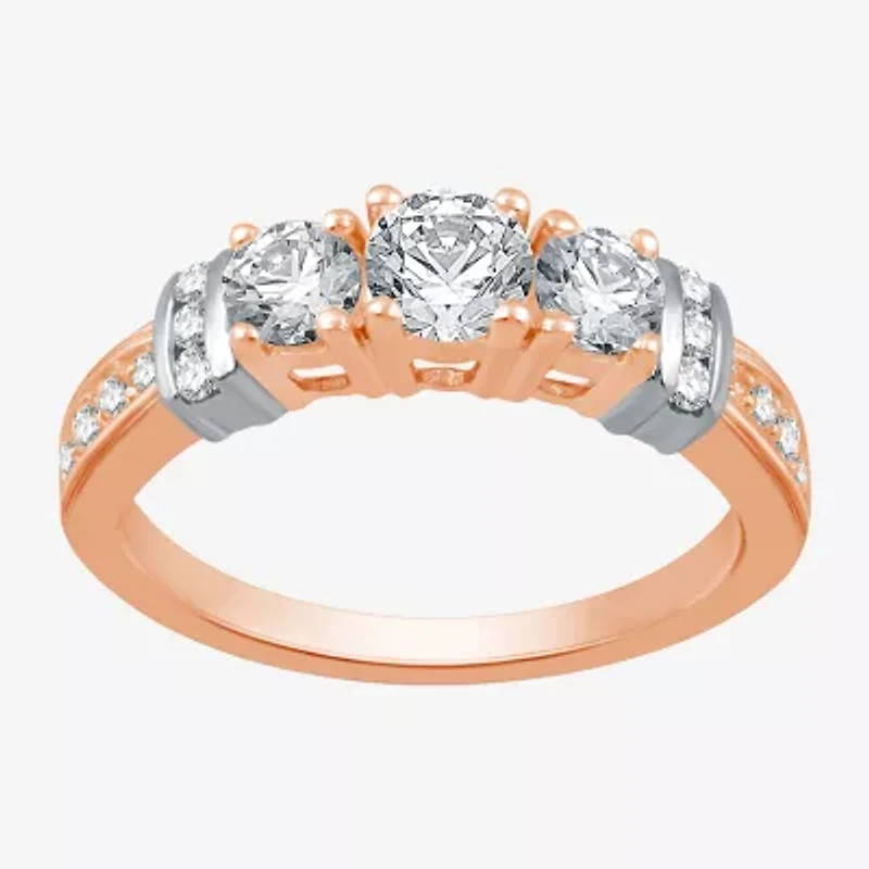 1 CT.T.W. Natural Diamond 14K Rose Gold 3-Stone Ring
