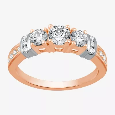1 CT.T.W. Natural Diamond 14K Rose Gold 3-Stone Ring
