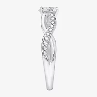 Diamonart Womens Cubic Zirconia Sterling Silver Round Crossover Side Stone Promise Ring