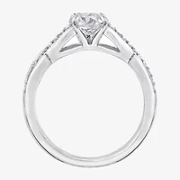 Diamonart Womens Cubic Zirconia Sterling Silver Round Crossover Side Stone Promise Ring