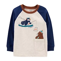 Carter's Toddler Boys Crew Neck Long Sleeve Regular Fit Graphic T-Shirt