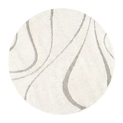 nuLoom Carolyn Modern Waves Indoor Outdoor Round Area Rug