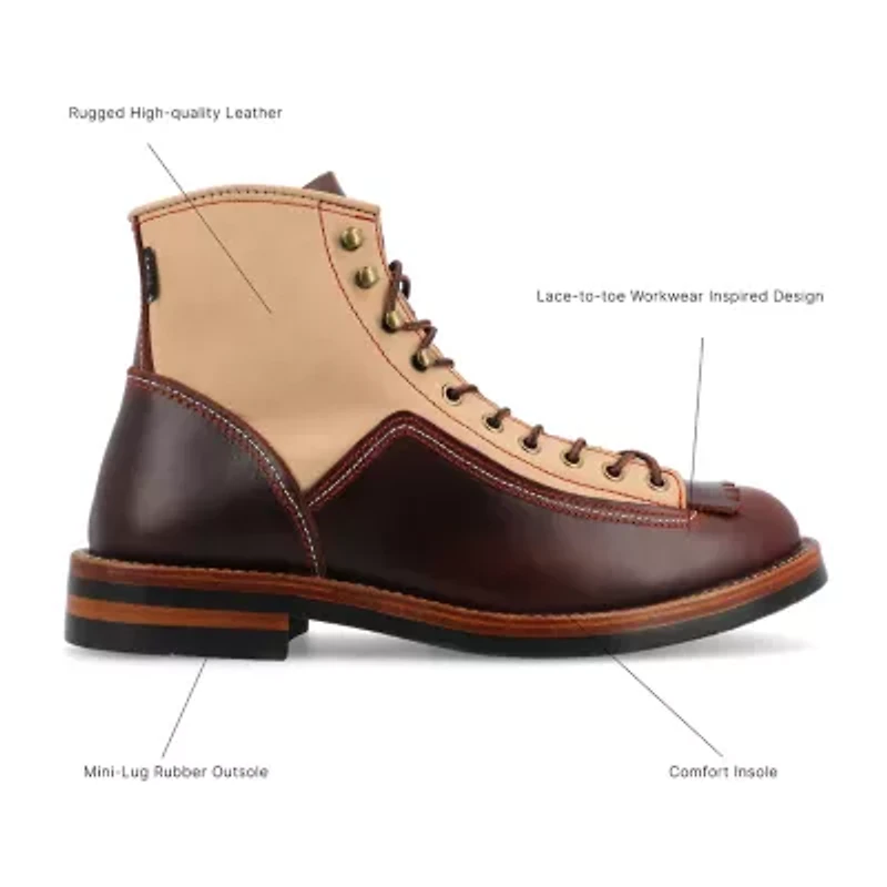 Taft 365 Mens M007 Stacked Heel Lace-Up Boots