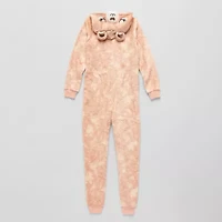 Little & Big Kid Girls Plush Hooded Long Sleeve One Piece Pajama
