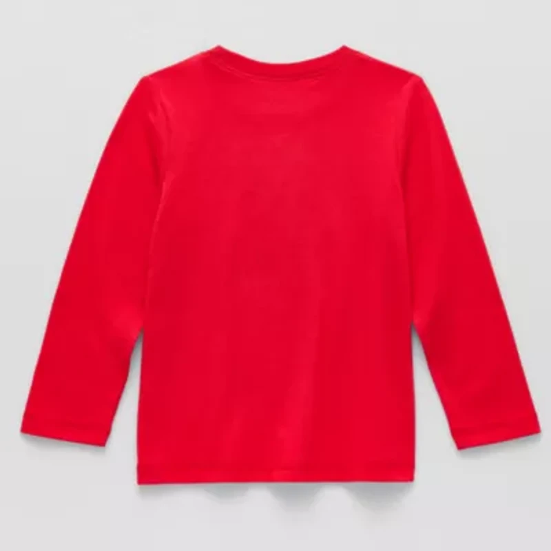 Okie Dokie Toddler & Little Boys Round Neck Long Sleeve Regular Fit Graphic T-Shirt