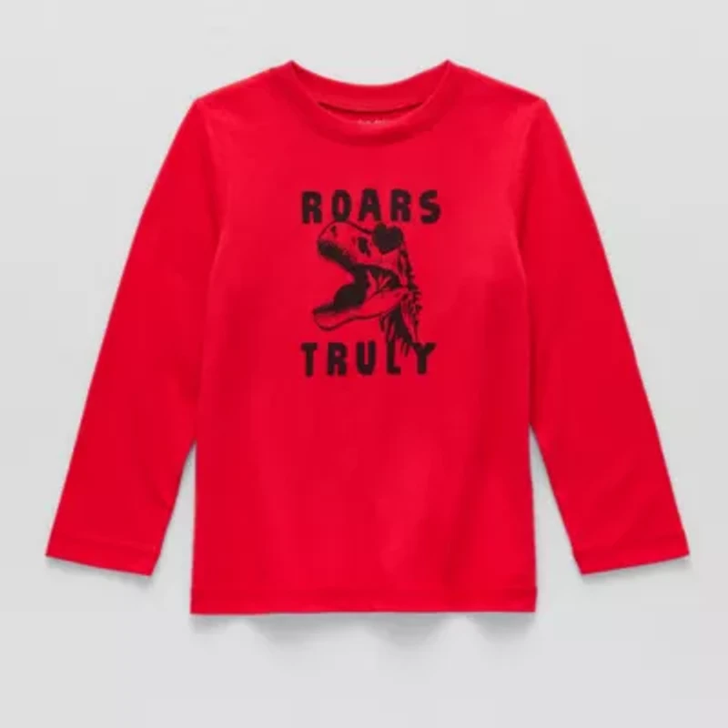 Okie Dokie Toddler & Little Boys Round Neck Long Sleeve Regular Fit Graphic T-Shirt