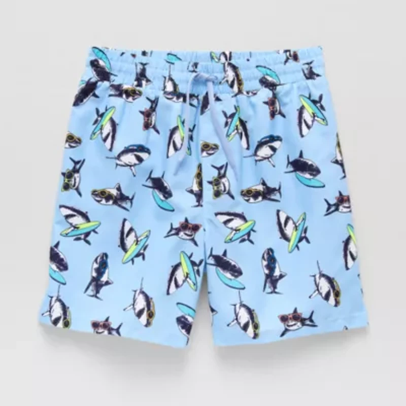 Thereabouts Little & Big Kid Boys Shark Above The Knee Swim Trunks