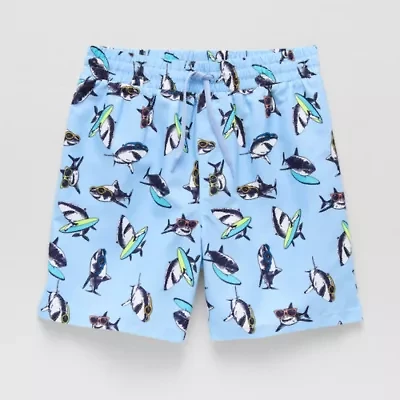 Thereabouts Little & Big Kid Boys Shark Above The Knee Swim Trunks