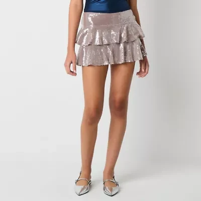 Forever 21 Tiered Sequin Womens High Rise Juniors Flared Skirt