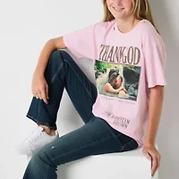 Womens Short Sleeve Oversized Juniors Graphic T-Shirt