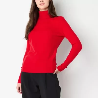 Worthington Womens Turtleneck Long Sleeve Pullover Sweater