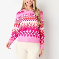 St. John's Bay Womens Crew Neck Long Sleeve Pullover Sweater