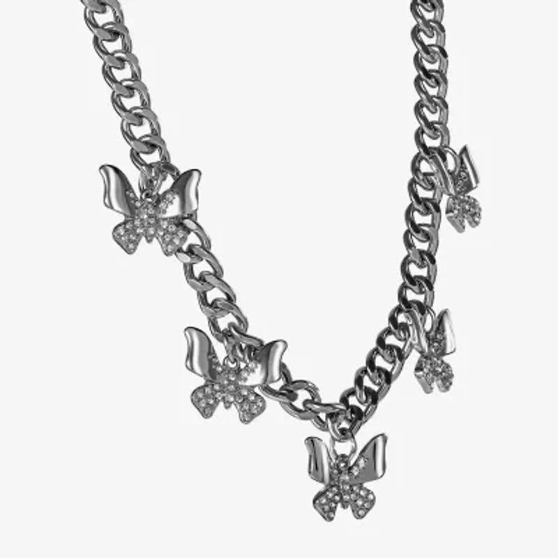 JS Jessica Simpson Silver Tone Womens 15 Inch Statement Necklace
