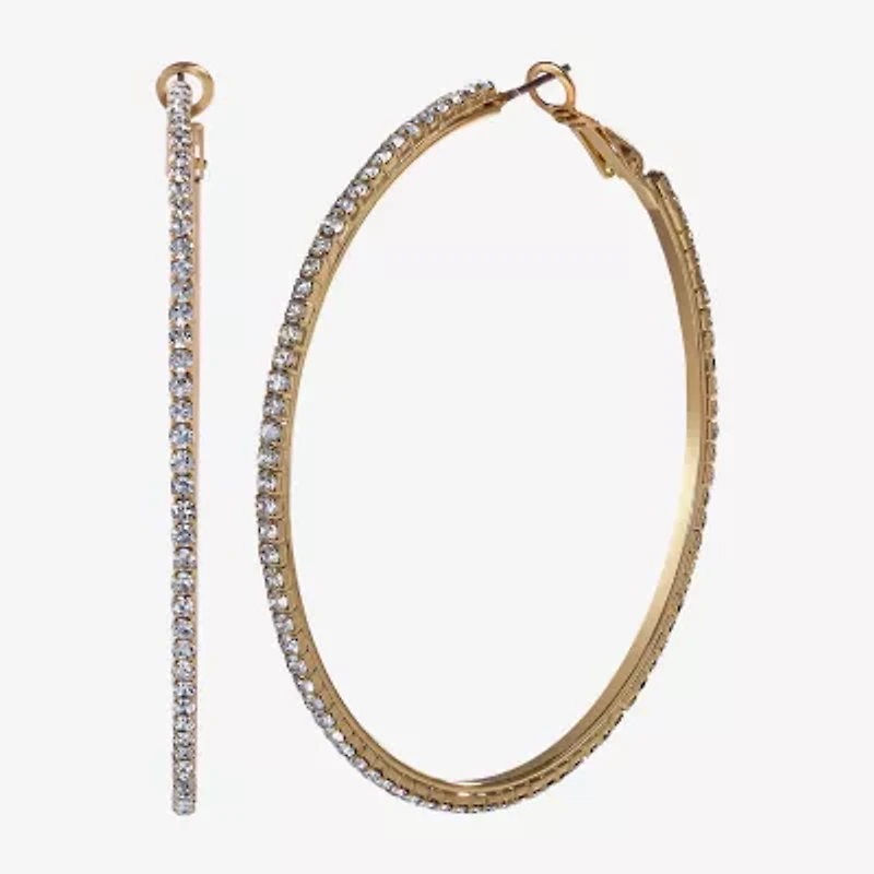 JS Jessica Simpson Gold Tone Womens Glass 64.9mm Hoop Earrings