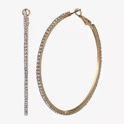 JS Jessica Simpson Gold Tone Womens Glass 64.9mm Hoop Earrings