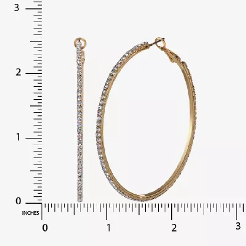 JS Jessica Simpson Gold Tone Womens Glass 64.9mm Hoop Earrings