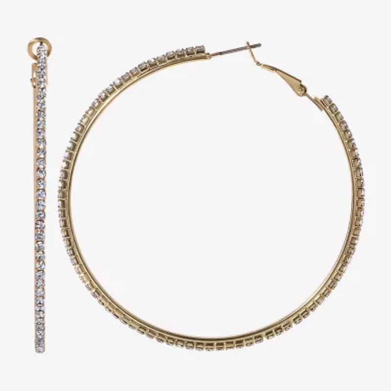JS Jessica Simpson Gold Tone Womens Glass 64.9mm Hoop Earrings