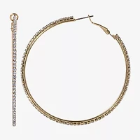 JS Jessica Simpson Gold Tone Womens Glass 64.9mm Hoop Earrings