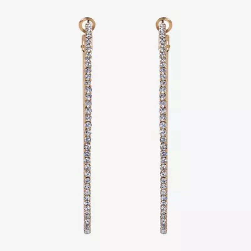 JS Jessica Simpson Gold Tone Womens Glass 64.9mm Hoop Earrings