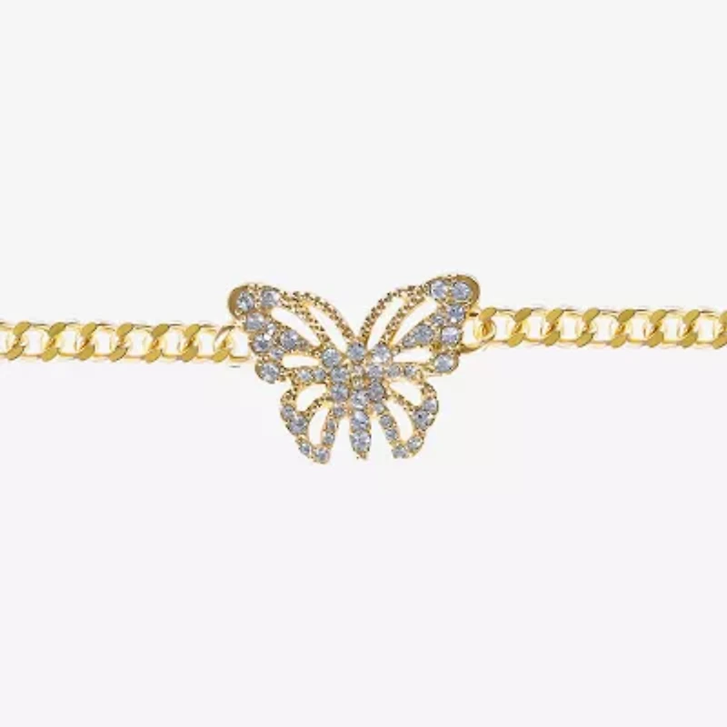 JS Jessica Simpson Gold Tone Womens Solid Butterfly 7.5 Inch Link Bracelet