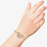 JS Jessica Simpson Gold Tone Womens Solid Butterfly 7.5 Inch Link Bracelet