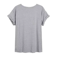 Snoopy Turkey Tasting Womens Juniors Crew Neck Short Sleeve Regular Fit Peanuts Graphic T-Shirt