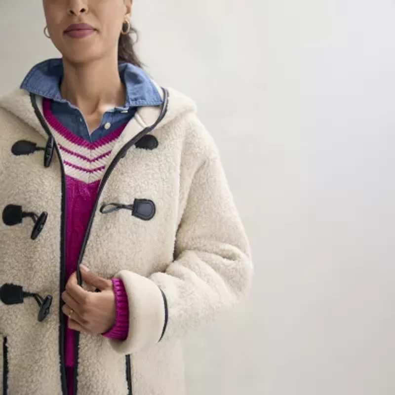 St. John's Bay Womens Midweight Teddy Coat