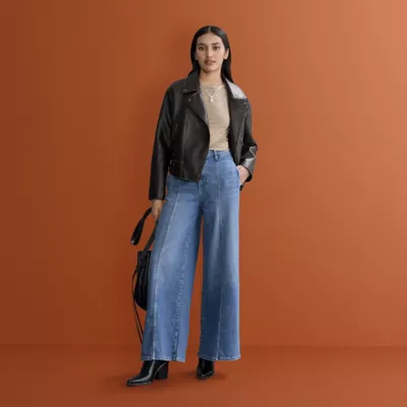a.n.a Womens Faux Leather Lightweight Jacket