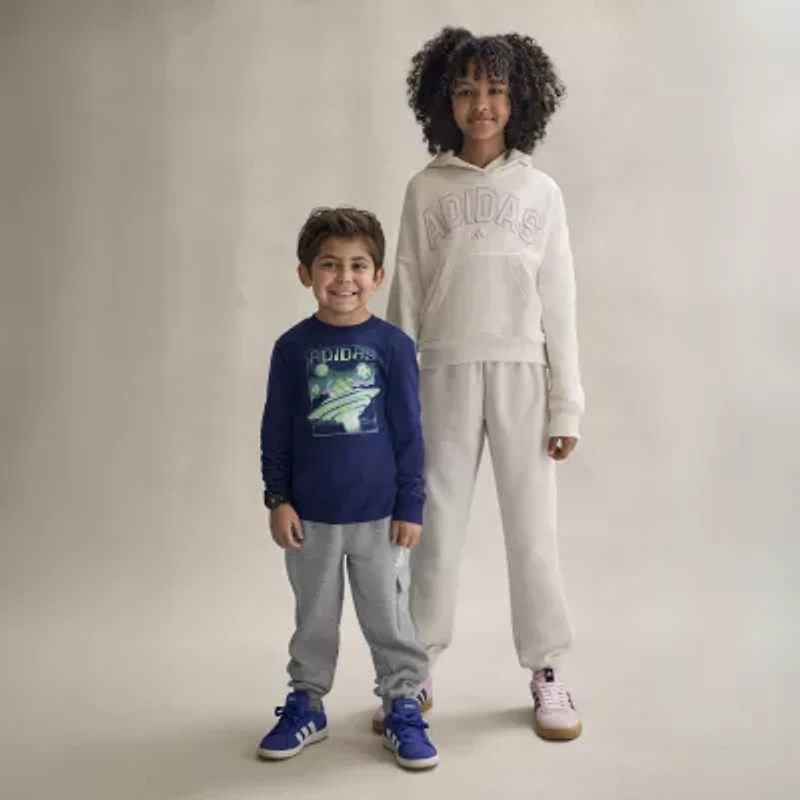 adidas Toddler Boys Crew Neck Long Sleeve Regular Fit Graphic T-Shirt