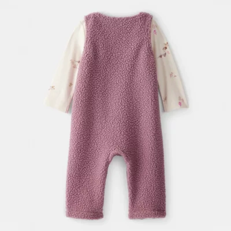 Carter's Baby Girls Round Neck Long Sleeve Microfleece 2-pc. Jumpsuit