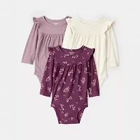 Carter's Baby Girls Round Neck Long Sleeve 3-pc. Bodysuit