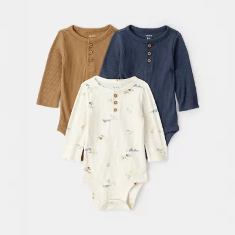 Carter's Baby Boys Round Neck Long Sleeve 3-pc. Bodysuit