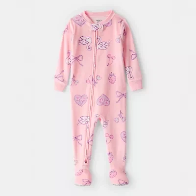 Carter's Toddler Girls Fleece Round Neck Long Sleeve Footed Pajamas