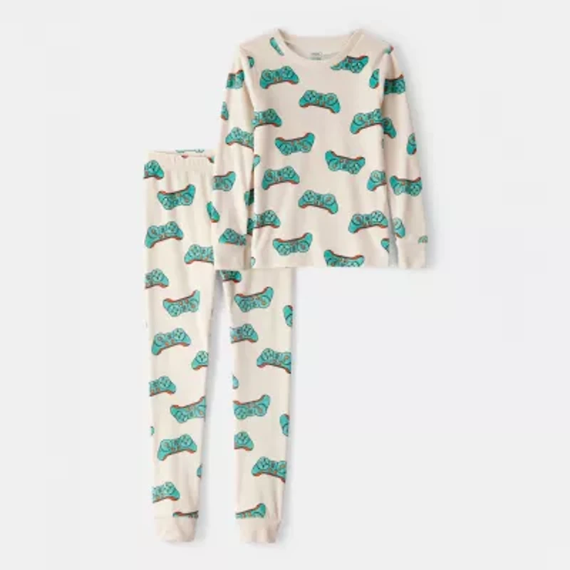 Carter's Little & Big Kid Boys Velour Round Neck Long Sleeve 2-pc. Pajama Sets