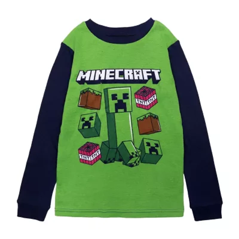 Big Kid Boys Minecraft Crew Neck Long Sleeve 4-pc. Pajama Sets