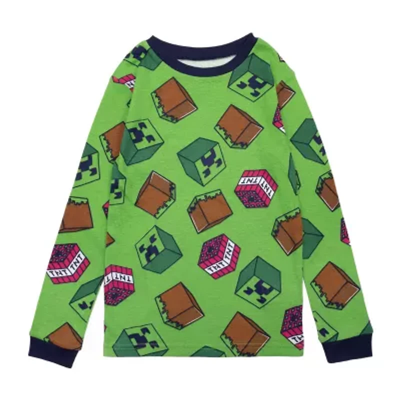 Big Kid Boys Minecraft Crew Neck Long Sleeve 4-pc. Pajama Sets