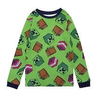Big Kid Boys Minecraft Crew Neck Long Sleeve 4-pc. Pajama Sets