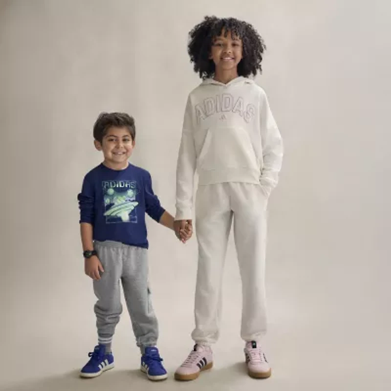 adidas Big Kid Girls Cuffed Mid Rise Loose Fit Fleece Jogger Pant