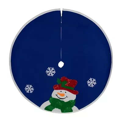 20'' Blue and White Embroidered Snowman Mini Christmas Tree Skirt
