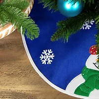 20'' Blue and White Embroidered Snowman Mini Christmas Tree Skirt
