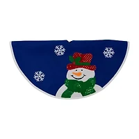 20'' Blue and White Embroidered Snowman Mini Christmas Tree Skirt