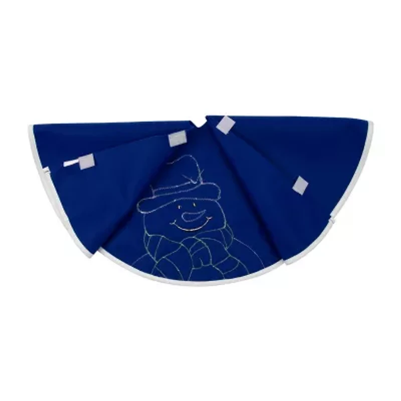 20'' Blue and White Embroidered Snowman Mini Christmas Tree Skirt