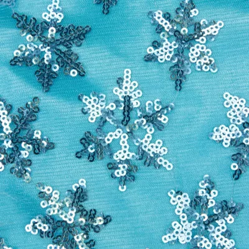 20'' Blue Sequin Snowflake Pattern Mini Christmas Tree Skirt