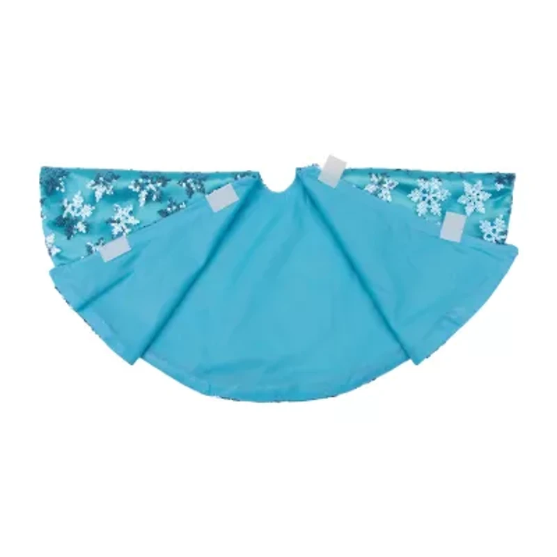 20'' Blue Sequin Snowflake Pattern Mini Christmas Tree Skirt