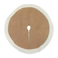 20'' Beige Burlap Mini Christmas Tree Skirt with Fleece Border