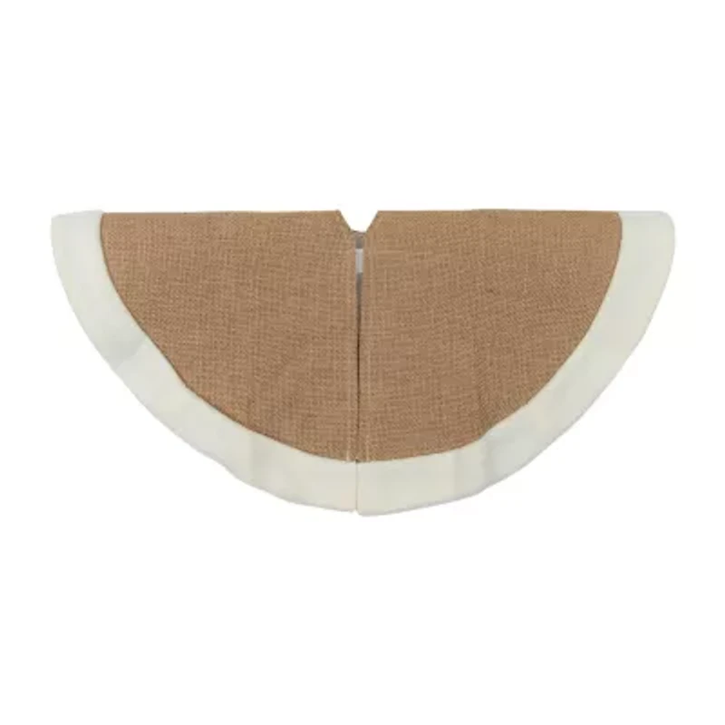 20'' Beige Burlap Mini Christmas Tree Skirt with Fleece Border