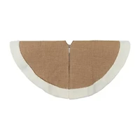 20'' Beige Burlap Mini Christmas Tree Skirt with Fleece Border