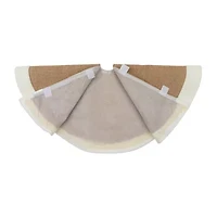 20'' Beige Burlap Mini Christmas Tree Skirt with Fleece Border