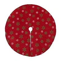 20'' Metallic Red with Green and White Snowflakes Mini Christmas Tree Skirt