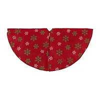 20'' Metallic Red with Green and White Snowflakes Mini Christmas Tree Skirt